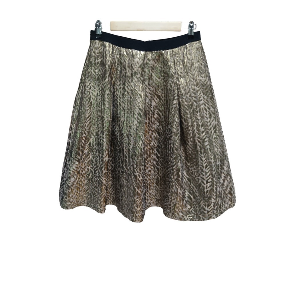 Cato Womens NWT Size 8 Metallic Gold Pleated Aline Skirt